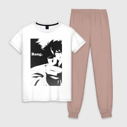 Женская пижама с белой футболкой хлопок Ковбой Бибоп Спайк Шпигель