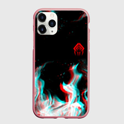 Чехол для iPhone 11 Pro Max матовый Warframe огонь глитч