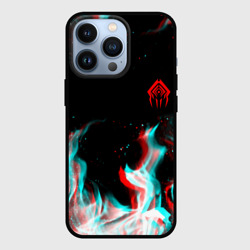 Чехол для iPhone 13 Pro Warframe огонь глитч