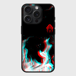 Чехол силиконовый для Apple iPhone 15 Pro матовый Warframe огонь глитч
