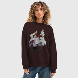 Женский свитшот oversize без начеса хлопок Врата Штейна Ринтаро Курису Макисэ  - фото 2