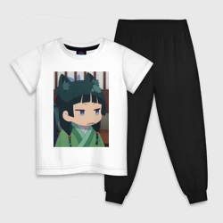 Детская пижама с белой футболкой Монолог фармацевта Маомао с ушками