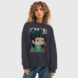 Женский свитшот oversize без начеса хлопок Монолог фармацевта Маомао с ушками - фото 2