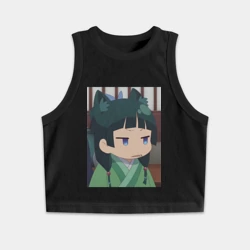 Женская укороченная майка-топ хлопок Монолог фармацевта Маомао с ушками