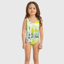 Детский купальник 3D Акварельные берёзки