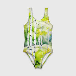 Детский купальник 3D Акварельные берёзки - фото 2