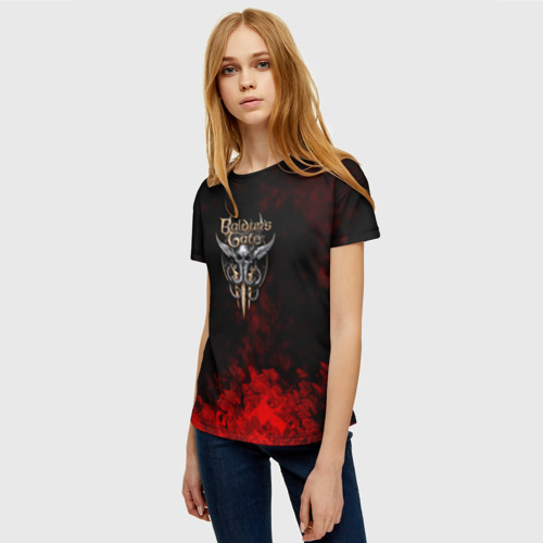 Женская футболка 3D с принтом Baldurs Gate краски текстура, фото на моделе #1