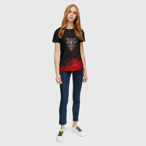 Женская футболка 3D с принтом Baldurs Gate краски текстура, вид сбоку #3