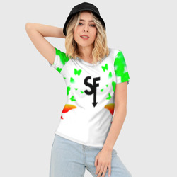 Женская футболка 3D Slim Sally face бабочки - фото 2