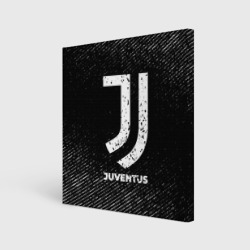 Холст квадратный Juventus с потертостями на темном фоне