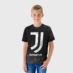 Детская футболка 3D Juventus с потертостями на темном фоне - фото 2