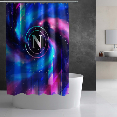 Штора 3D для ванной Napoli неоновый космос - фото 2