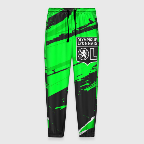Мужские брюки 3D с принтом Lyon sport green, вид спереди #2