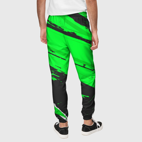 Мужские брюки 3D с принтом Lyon sport green, вид сзади #2