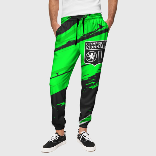 Мужские брюки 3D с принтом Lyon sport green, вид сбоку #3