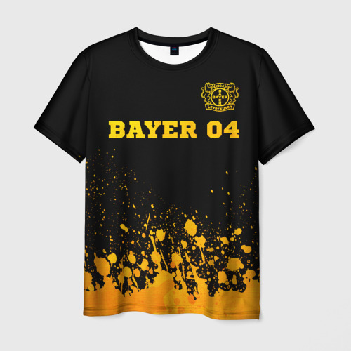 Мужская футболка с принтом Bayer 04 - gold gradient посередине, вид спереди №1