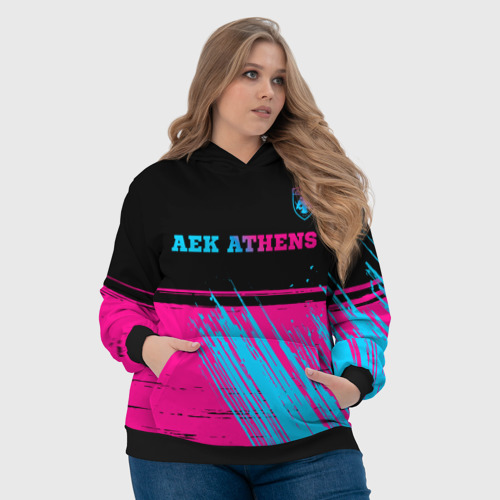 Женская толстовка 3D AEK Athens - neon gradient посередине, цвет 3D печать - фото 6