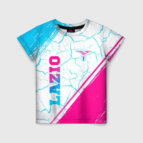 Детская футболка с принтом Lazio neon gradient style вертикально, вид спереди №1