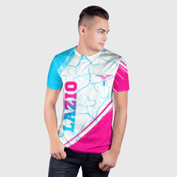 Мужская футболка 3D Slim Lazio neon gradient style вертикально - фото 2