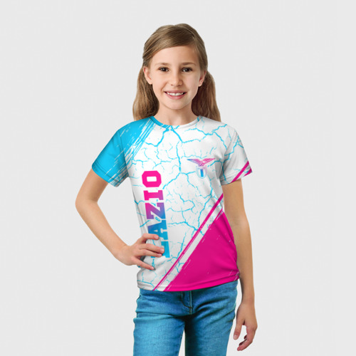 Детская футболка 3D Lazio neon gradient style вертикально, цвет 3D печать - фото 5