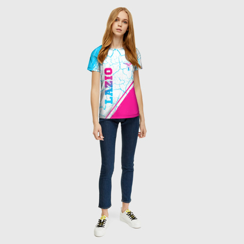 Женская футболка 3D Lazio neon gradient style вертикально, цвет 3D печать - фото 5