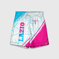 Детские спортивные шорты 3D Lazio neon gradient style вертикально