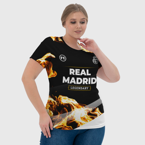 Женская футболка 3D с принтом Real Madrid legendary sport fire, фото #4