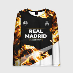 Женский лонгслив 3D Real Madrid legendary sport fire