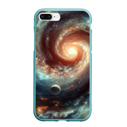 Чехол для iPhone 7Plus/8 Plus матовый Далёкая неоновая галактика - нейросеть