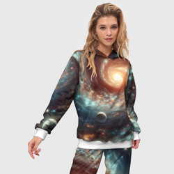 Женский костюм с толстовкой 3D Далёкая неоновая галактика - нейросеть - фото 2