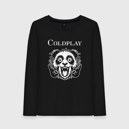 Женский лонгслив хлопок Coldplay rock panda, цвет черный