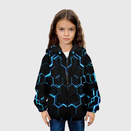Детская куртка 3D Киберпанк неон синий , цвет черный - фото 4