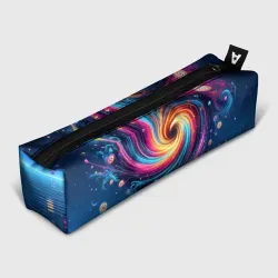 Пенал школьный 3D Неоновая радужная космическая воронка над океаном - нейроарт галактики