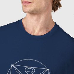 Футболка с принтом Леонардо Дай Винчик для мужчины, вид на модели спереди №4. Цвет основы: темно-синий