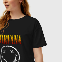 Женская футболка хлопок Oversize Nirvana fan - фото 2