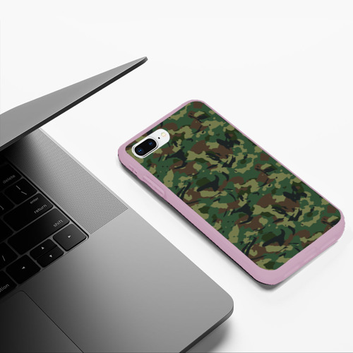 Чехол для iPhone 7Plus/8 Plus матовый Камуфляж Woodland классический, цвет розовый - фото 5