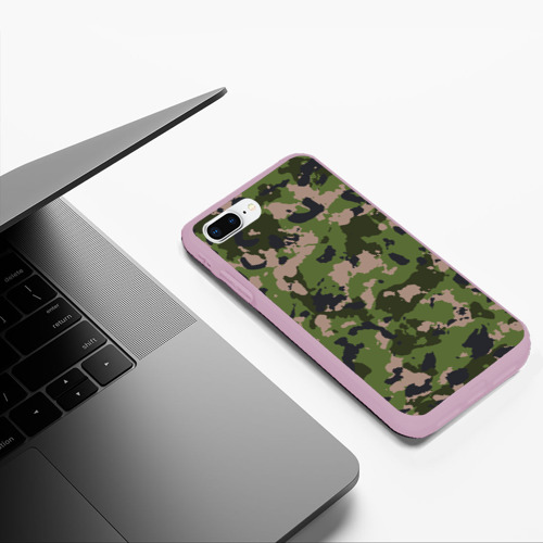 Чехол для iPhone 7Plus/8 Plus матовый Камуфляжный паттерн в стиле Woodland, цвет розовый - фото 5