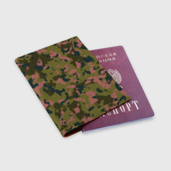 Обложка для паспорта матовая кожа Камуфляжный паттерн зеленый с розовыми пятнами - фото 2