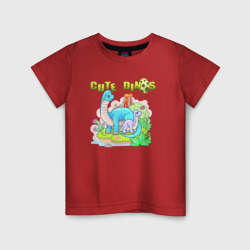Динозавры, мама и ребёнок – Детская футболка хлопок с принтом купить со скидкой в -20%