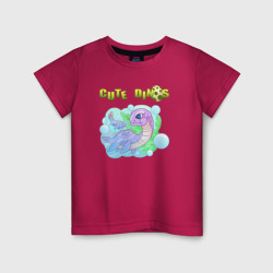 Милый динозавр плезиозавр – Детская футболка хлопок с принтом купить со скидкой в -20%