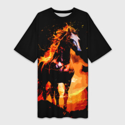 Платье-футболка 3D Огненный конь