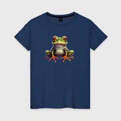 Милая зеленая лягушка – Женская футболка хлопок с принтом купить со скидкой в -20%
