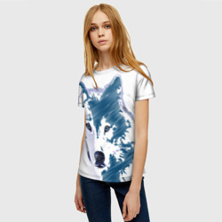 Женская футболка 3D Волк темно-синий - фото 2