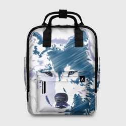 Женский рюкзак 3D Волк темно-синий