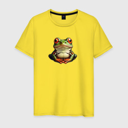Милая зеленая лягушка – Мужская футболка хлопок с принтом купить со скидкой в -20%
