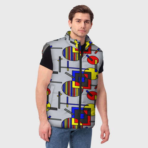 Мужской жилет утепленный 3D Rectangular abstraction, цвет светло-серый - фото 3