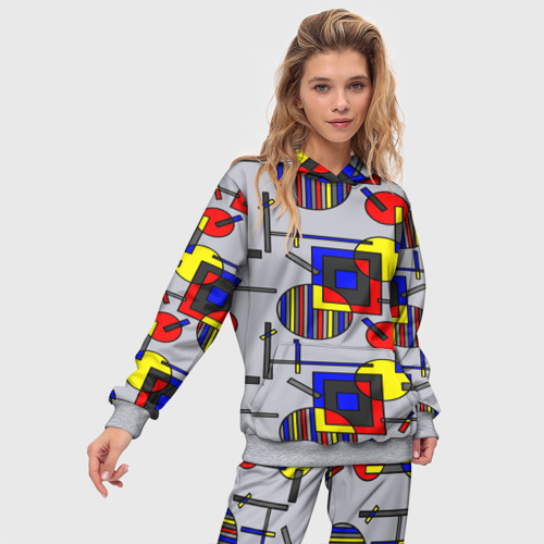 Женский костюм с толстовкой 3D Rectangular abstraction, цвет меланж - фото 3