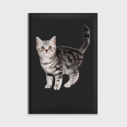 Ежедневник с принтом Серый полосатый котенок, вид спереди №1