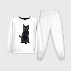 Детская пижама с лонгсливом хлопок Черная кошка бомбейская