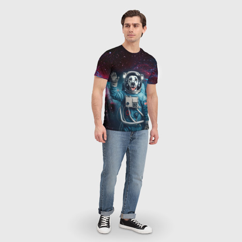 Мужская футболка 3D Далматинец бравый космонавт - нейросеть, цвет 3D печать - фото 5